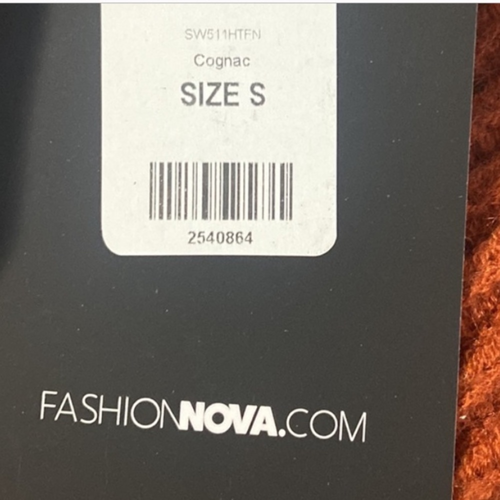 Fashion Nova Wrap Star Asymmetrical Sweater - Cognac - Size S - Picture 3 of 6